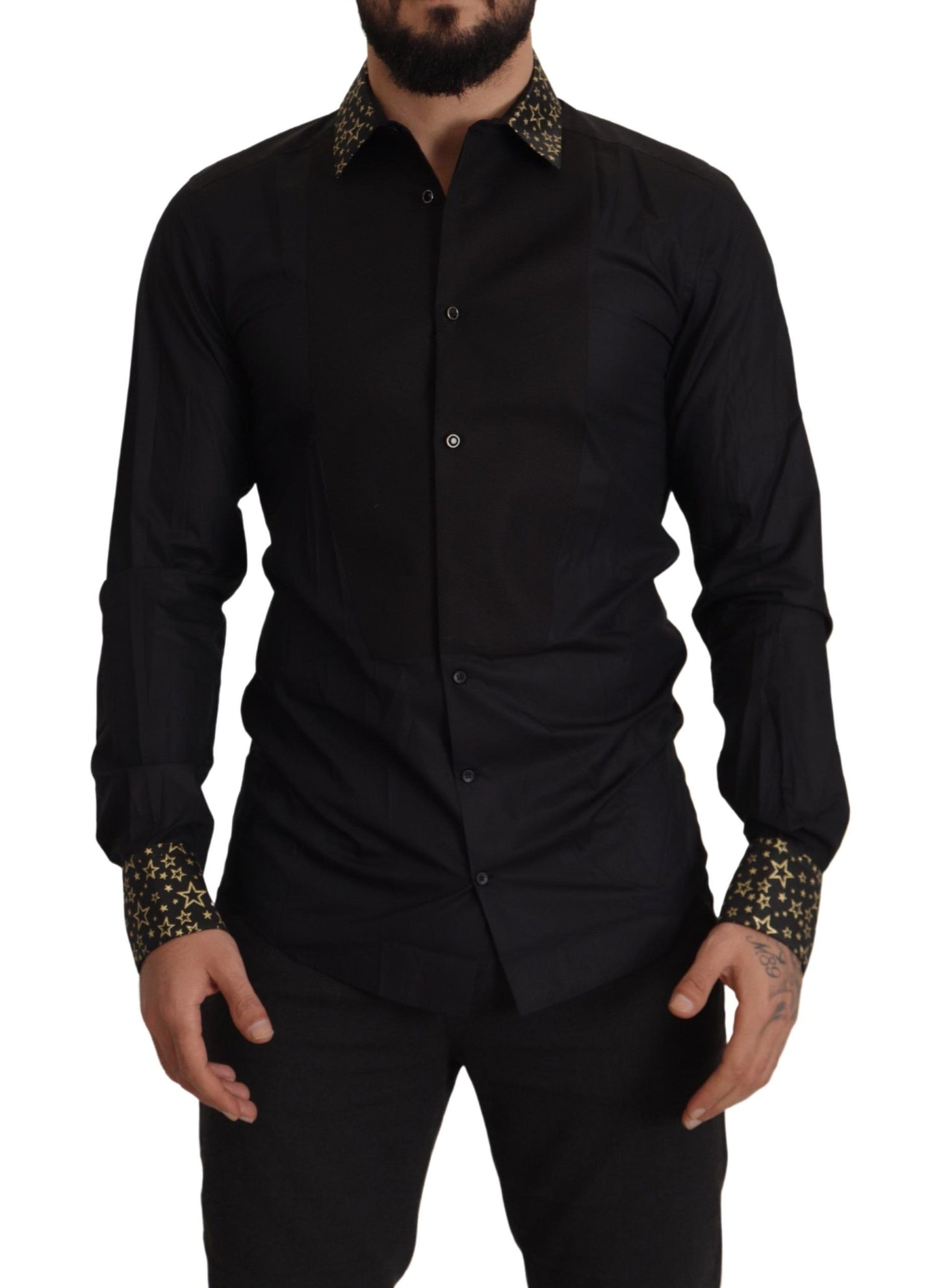 Elegant Slim Fit Black Cotton Shirt