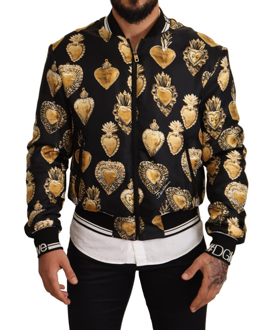 Opulent Silk Satin Bomber with Signature Print