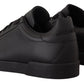 Elegant Black Leather Casual Sneakers