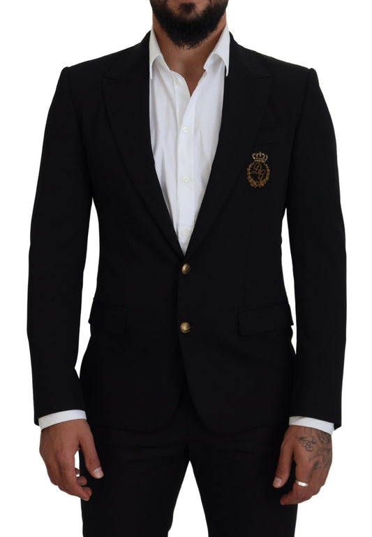 Elegant Black Wool Formal Blazer