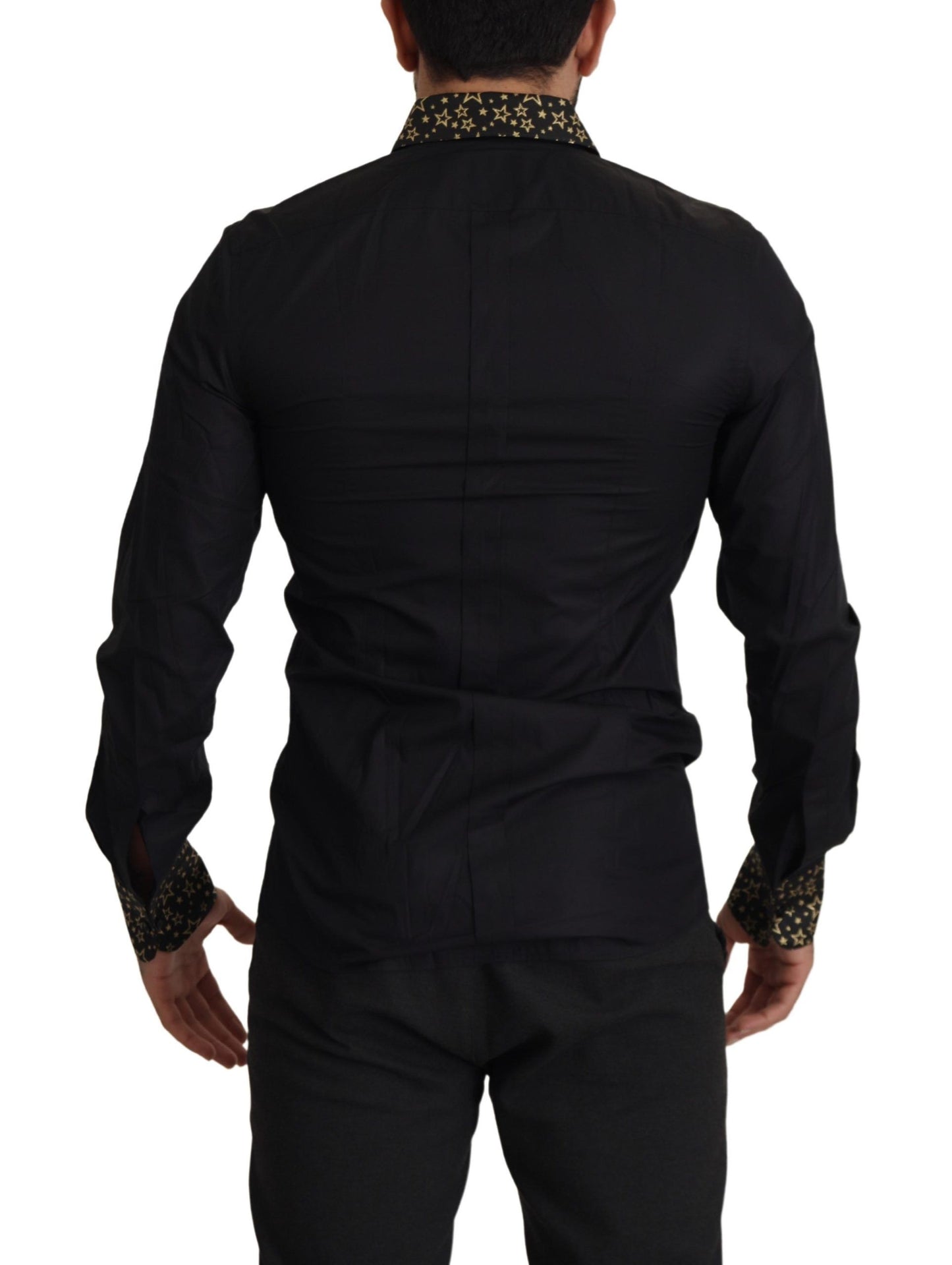 Elegant Slim Fit Black Cotton Shirt