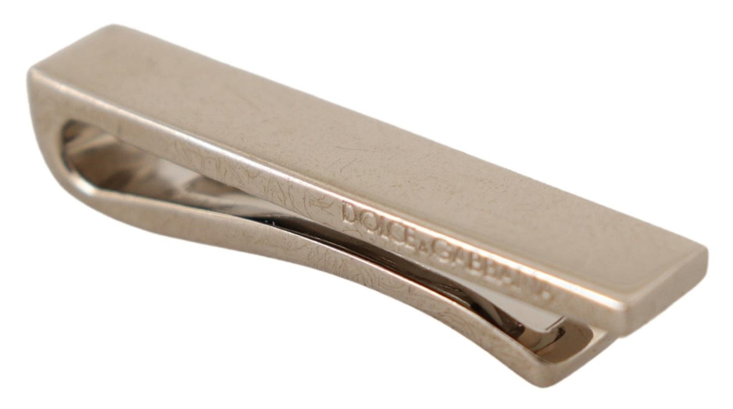 Elegant Silver Tone Brass Tie Clip