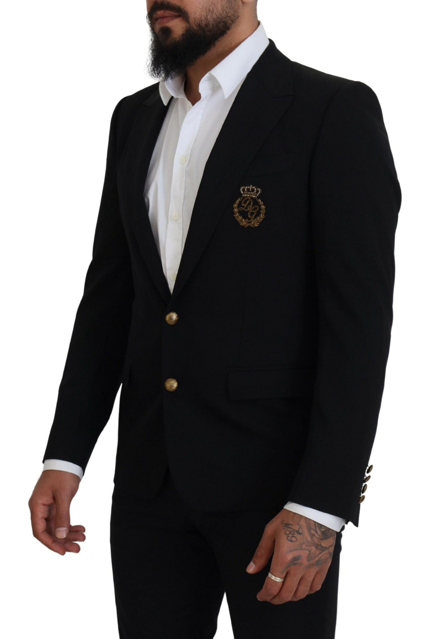 Elegant Black Wool Formal Blazer