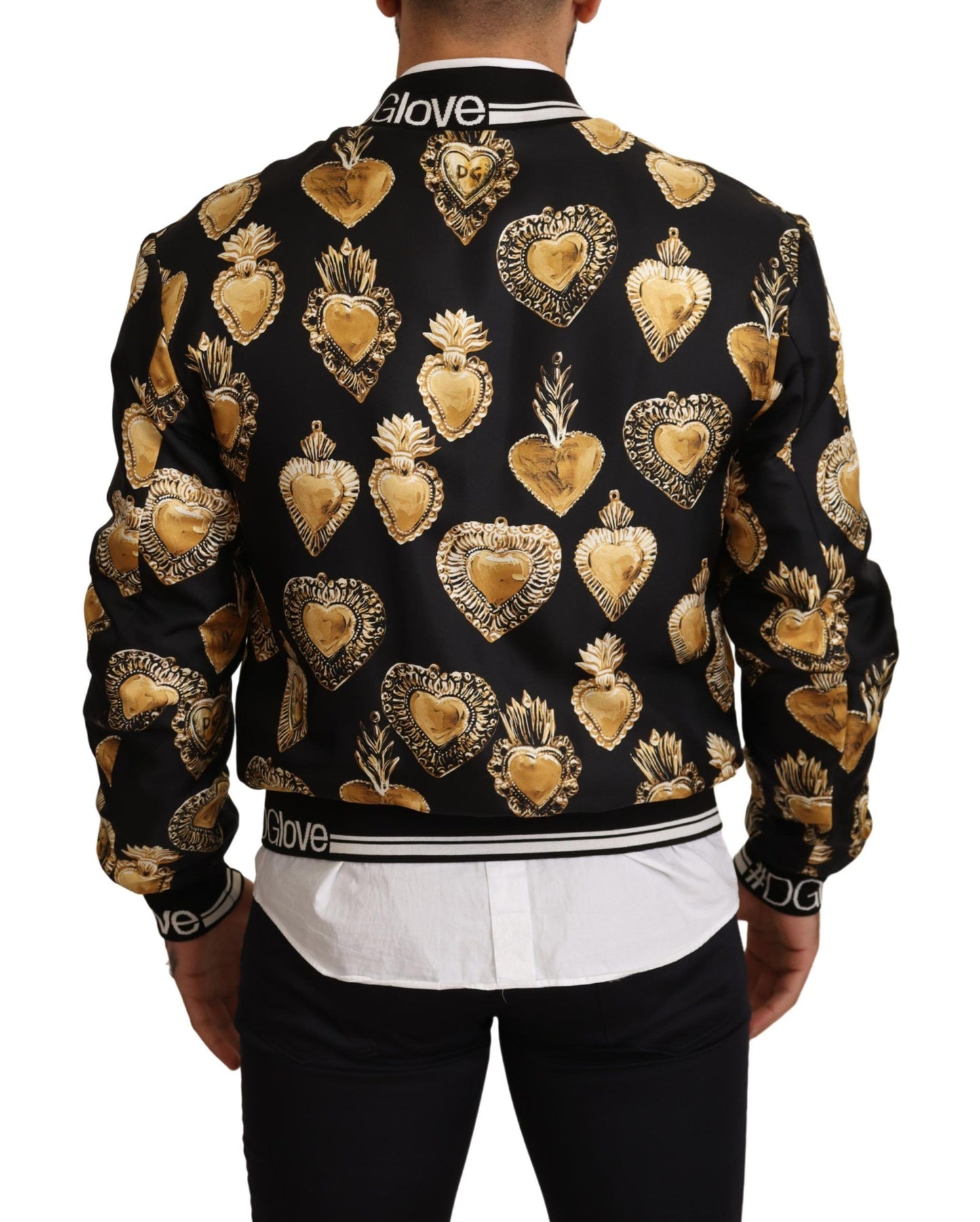 Opulent Silk Satin Bomber with Signature Print