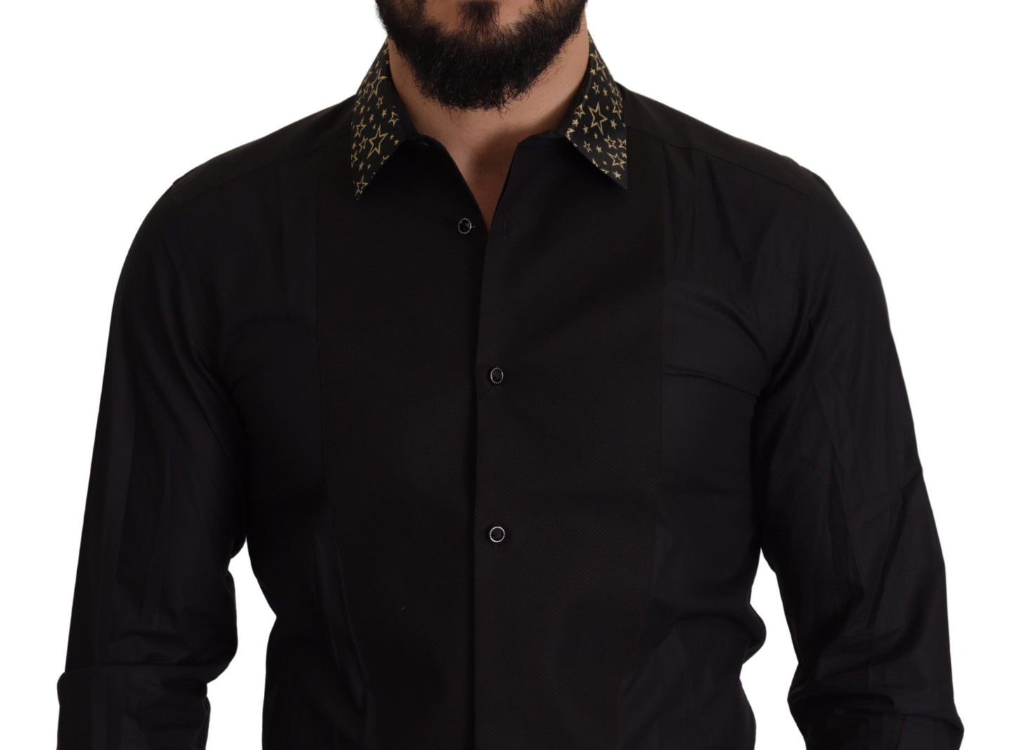 Elegant Slim Fit Black Cotton Shirt