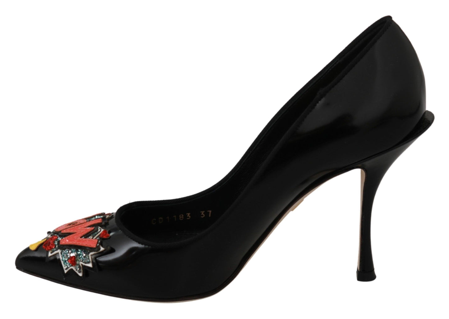 Elegant Embroidered Black Leather Pumps