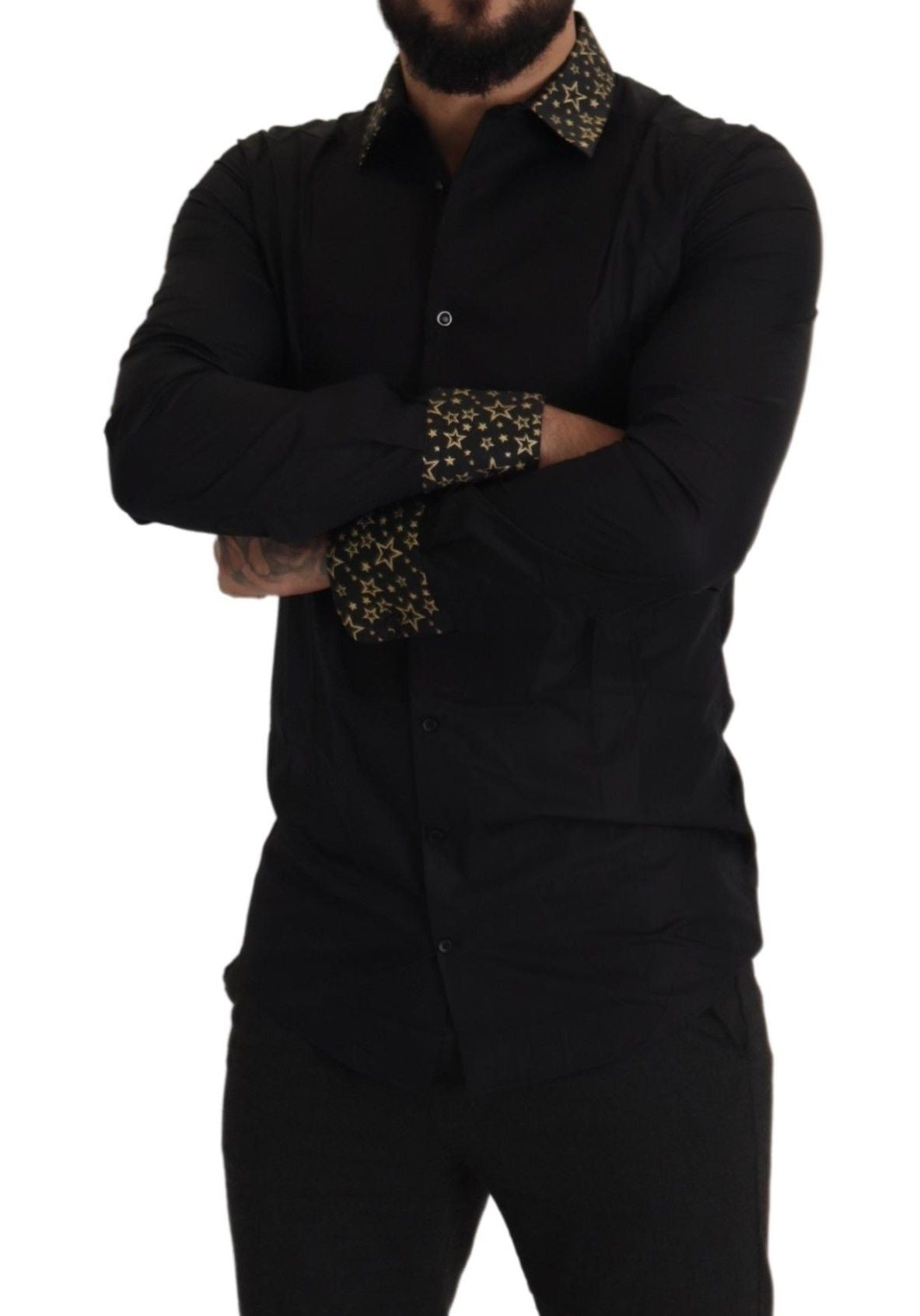 Elegant Slim Fit Black Cotton Shirt