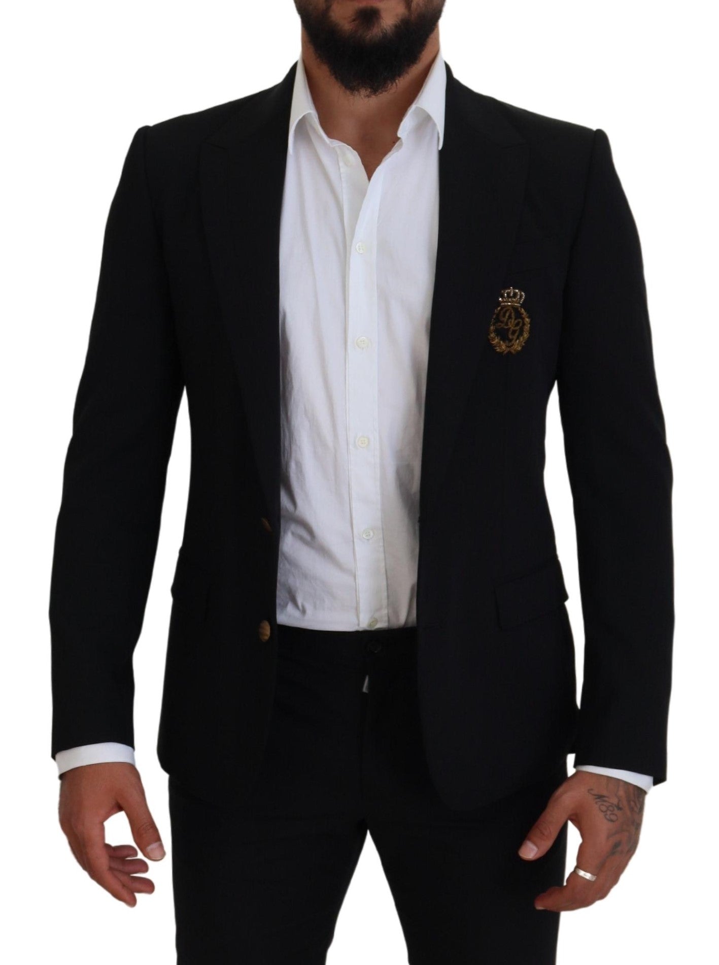 Elegant Black Wool Formal Blazer