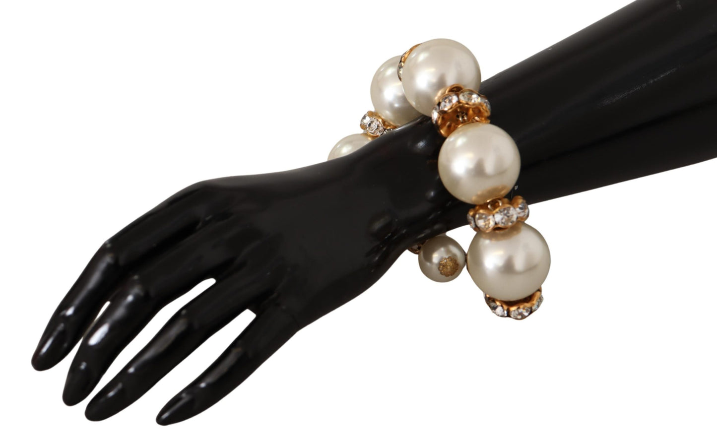 Opulent Gold Tone Bracelet with Crystals and Pearls