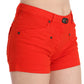 Chic Mid Waist Mini Shorts in Vibrant Orange