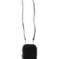 Black Leather Cross Body Neck Strap Card Slot Pocket wallet