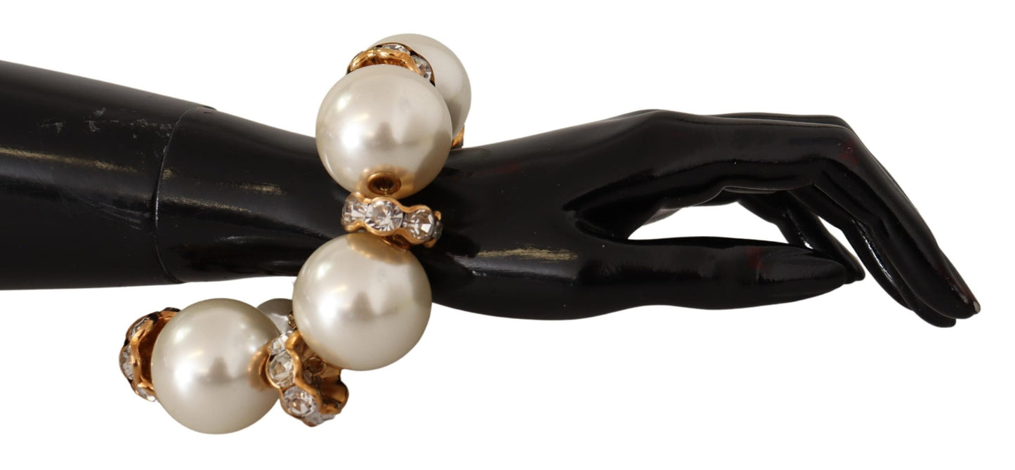 Opulent Gold Tone Bracelet with Crystals and Pearls