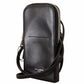 Black Leather Cross Body Neck Strap Card Slot Pocket wallet