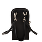 Black Leather Cross Body Neck Strap Card Slot Pocket wallet