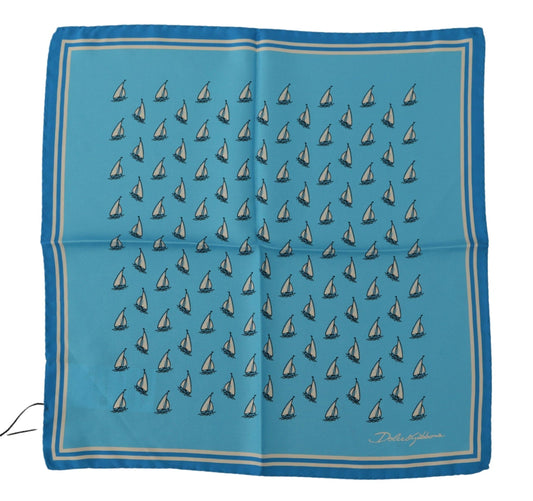 Elegant Light Blue Silk Men's Square Scarf