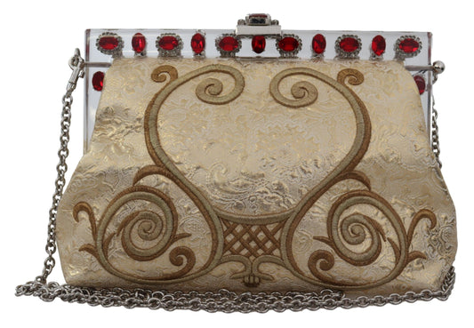 Glamorous Gold Evening Clutch with Crystal Details