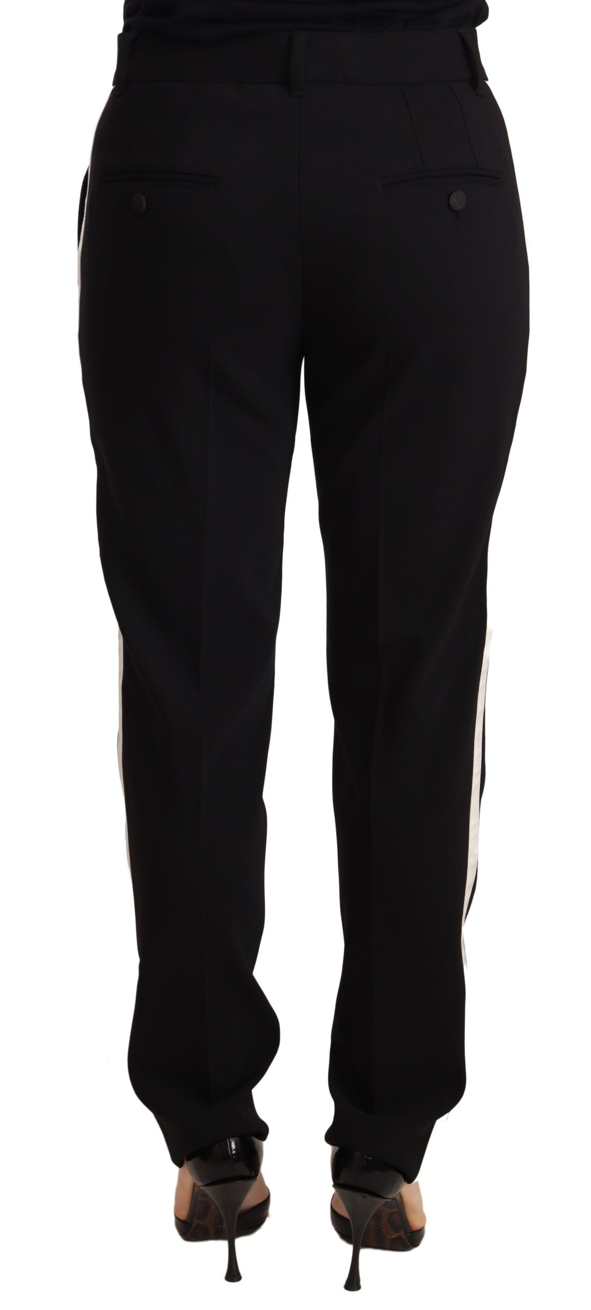 Elegant Striped Wool-Silk Trousers