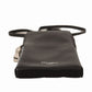 Black Leather Cross Body Neck Strap Card Slot Pocket wallet