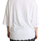 White Angel Print Cotton Round Neck Shirt Tops