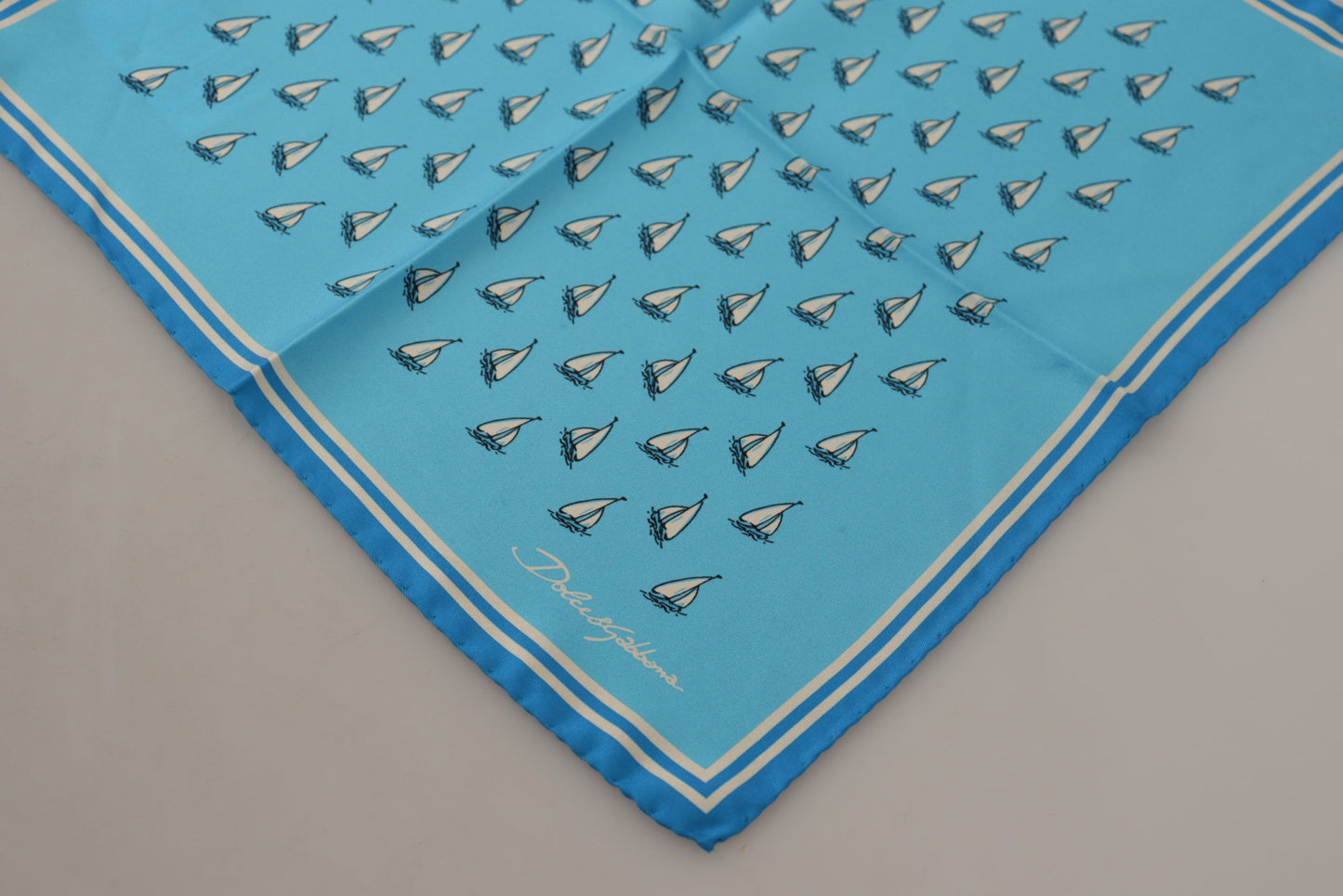 Elegant Light Blue Silk Men's Square Scarf