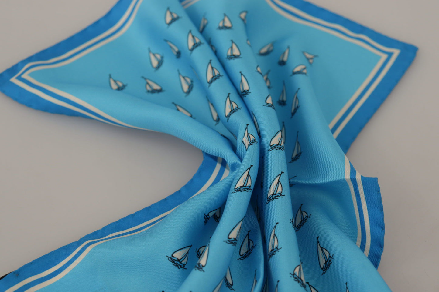 Elegant Light Blue Silk Men's Square Scarf