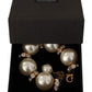 Opulent Gold Tone Bracelet with Crystals and Pearls