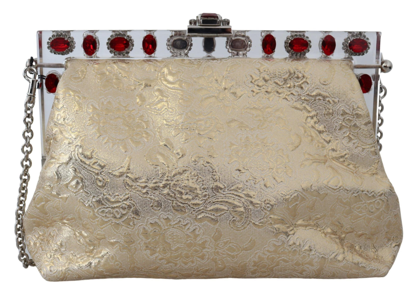 Glamorous Gold Evening Clutch with Crystal Details