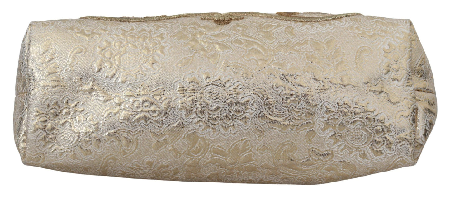 Glamorous Gold Evening Clutch with Crystal Details