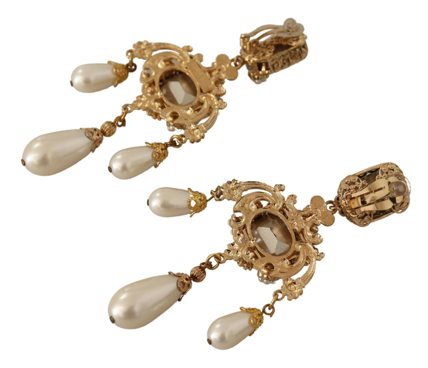 Baroque-Inspired Gold Clip-on Earrings