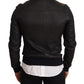 Blue Leather Full Zip Bomber Men Jacket