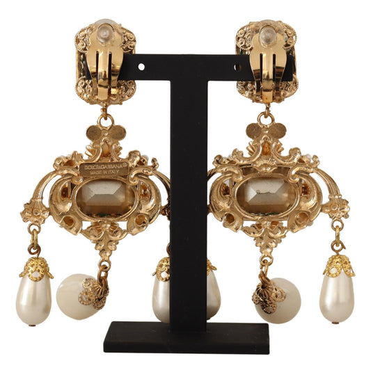 Baroque-Inspired Gold Clip-on Earrings