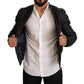 Blue Leather Full Zip Bomber Men Jacket