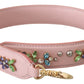 Stunning Pink Crystal Studded Leather Strap