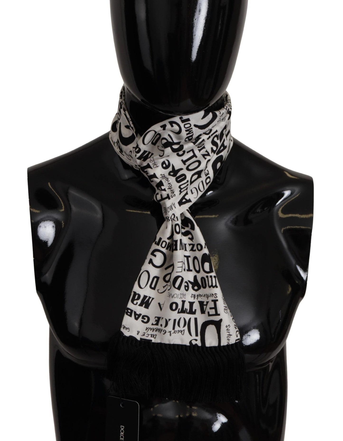 Elegant Silk Men's Scarf with Doodle Detail