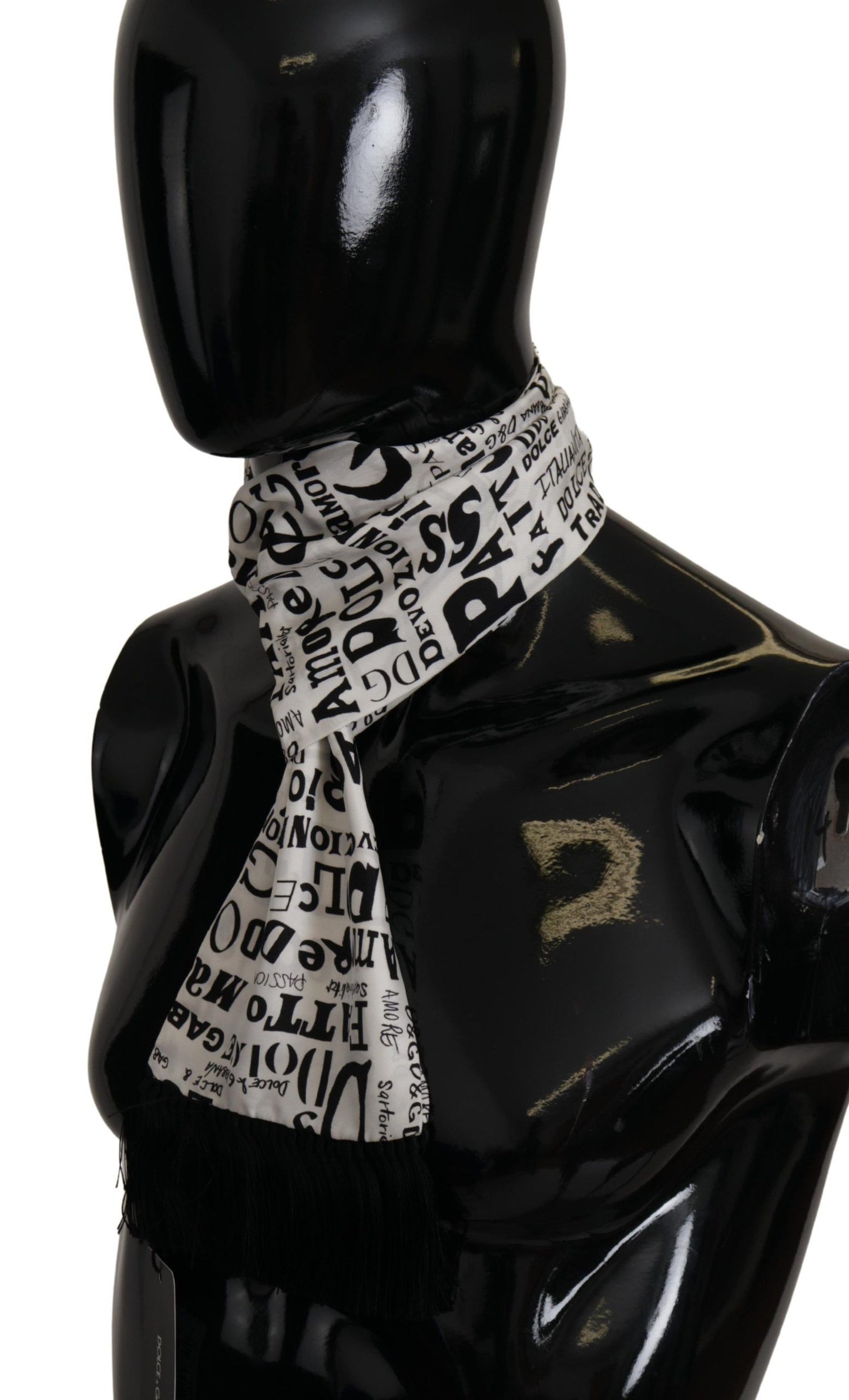 Elegant Silk Men's Scarf with Doodle Detail