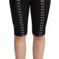 Black Wool Stretch Slim Fit High Waist Shorts