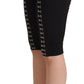 Black Wool Stretch Slim Fit High Waist Shorts