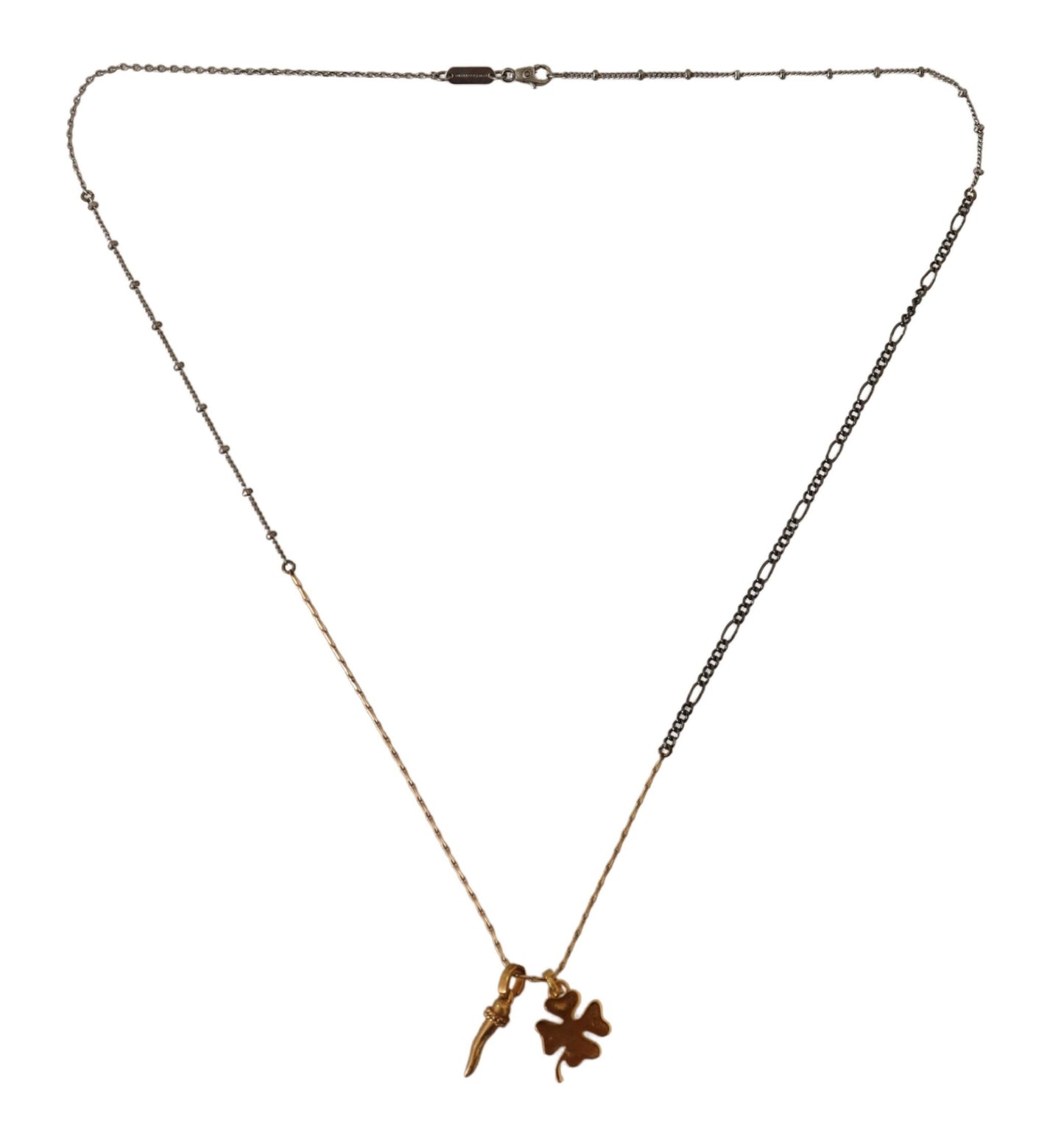 Elegant Gold Tone Clover Charm Necklace