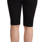 Black Wool Stretch Slim Fit High Waist Shorts