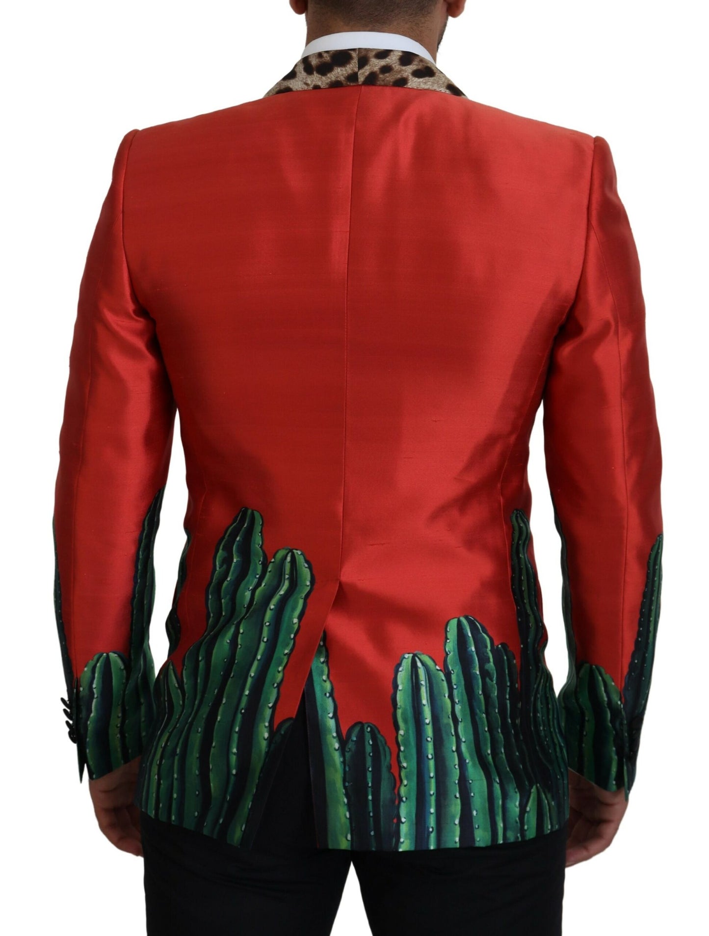 Red Sicilian Silk Single-Breasted Blazer