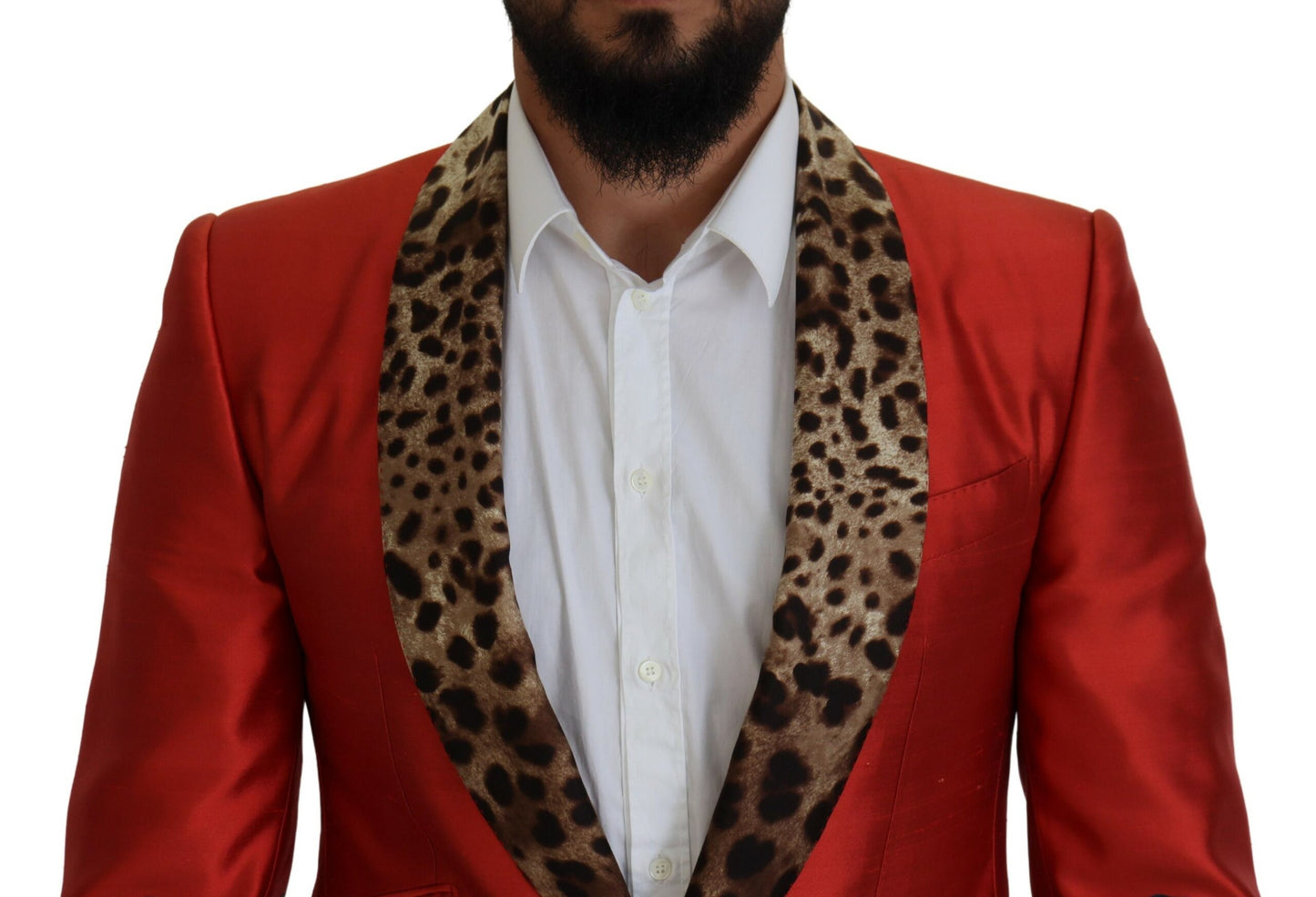 Red Sicilian Silk Single-Breasted Blazer