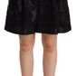 Black Floral Brocade High Waist Mini Shorts