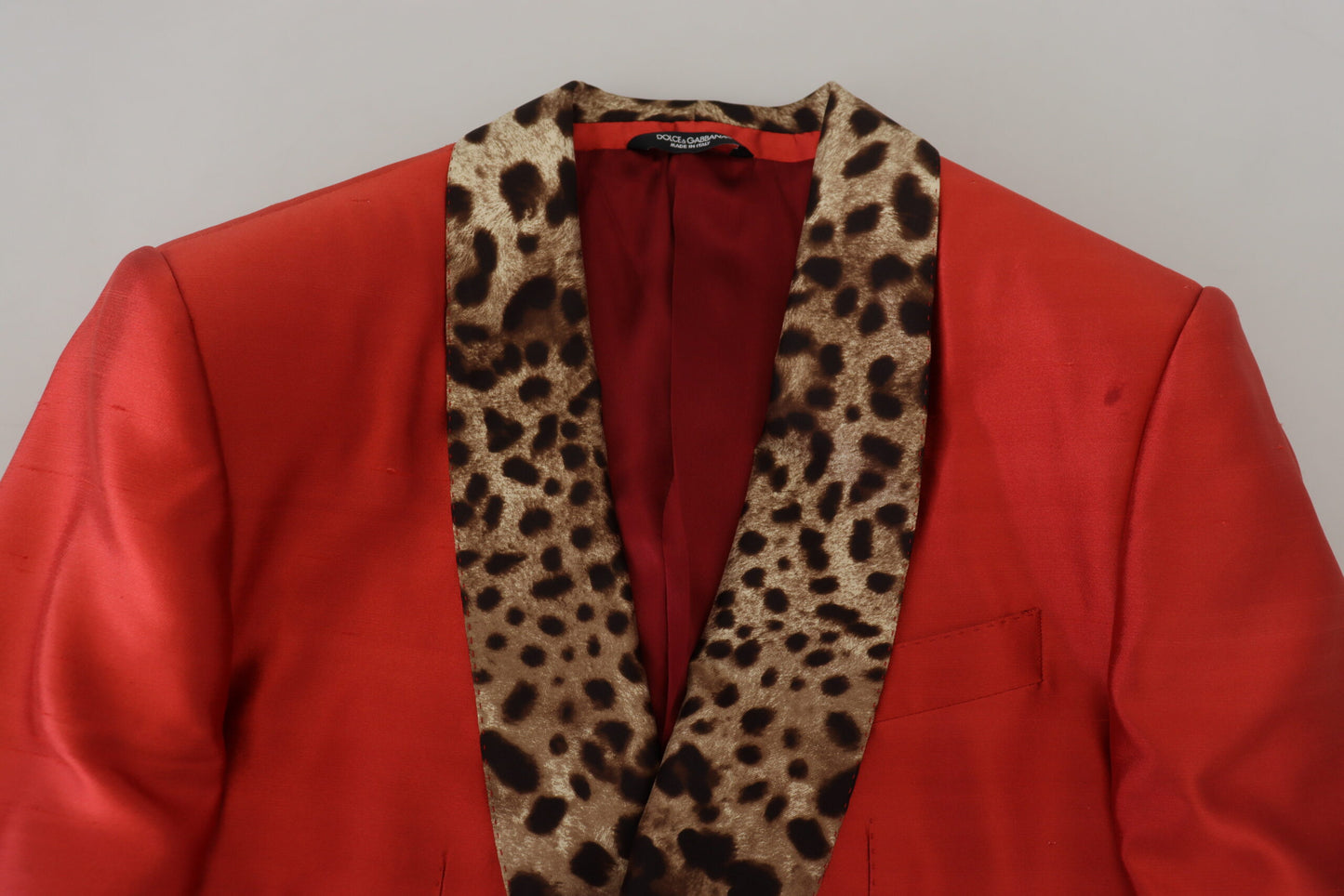 Red Sicilian Silk Single-Breasted Blazer