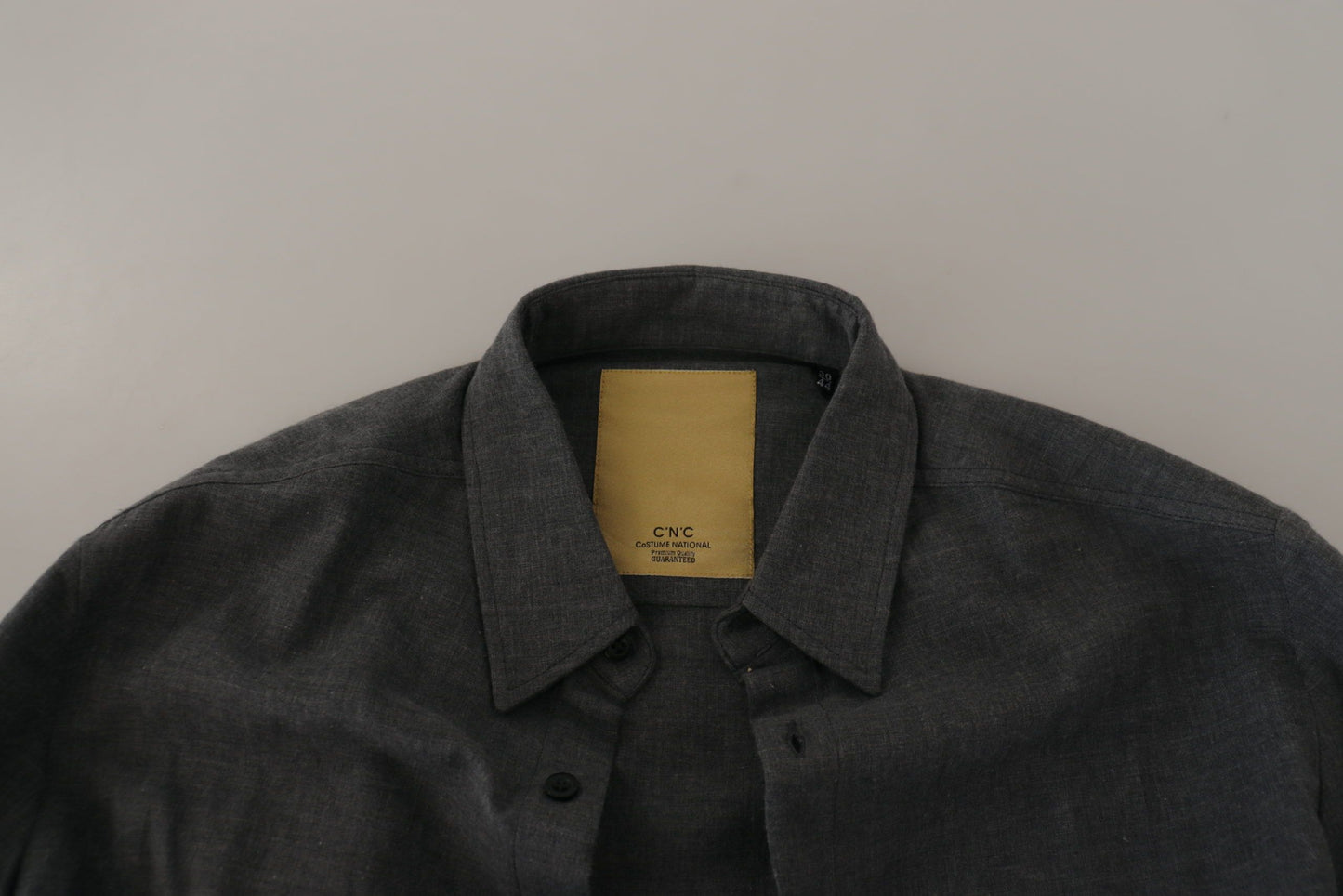 Sleek Gray Cotton Casual Button Front Shirt