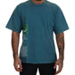 Blue Logo Print Crewneck Cotton T-shirt