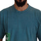 Blue Logo Print Crewneck Cotton T-shirt