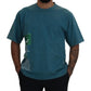 Blue Logo Print Crewneck Cotton T-shirt
