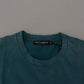 Blue Logo Print Crewneck Cotton T-shirt