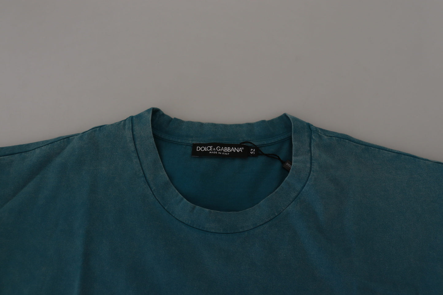 Blue Logo Print Crewneck Cotton T-shirt