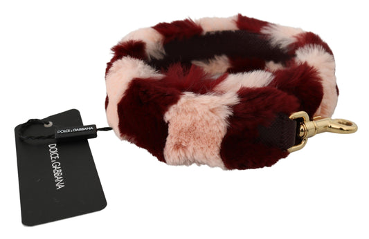 Pink Red Lapin Fur Accessory Shoulder Strap